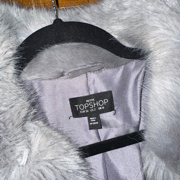 Topshop Gray Faux Fur Jacket - Picture 2 of 4
